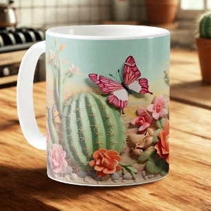 Desert Cactus & Butterfly Coffee Mug