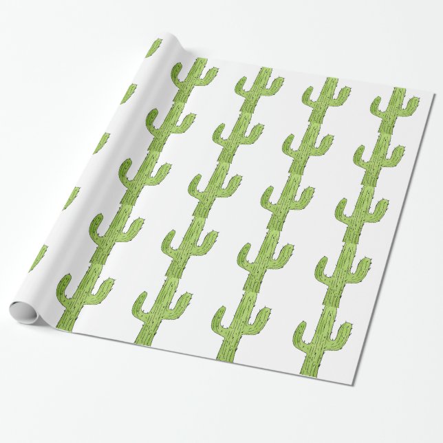 Desert Cactus Desert Plants Cactus Tree Design Wrapping Paper (Unrolled)