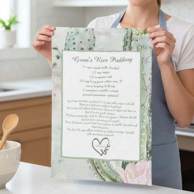 Desert Cactus Family Recipe Keepsake Custom  Tea Towel (Creator Uploaded)