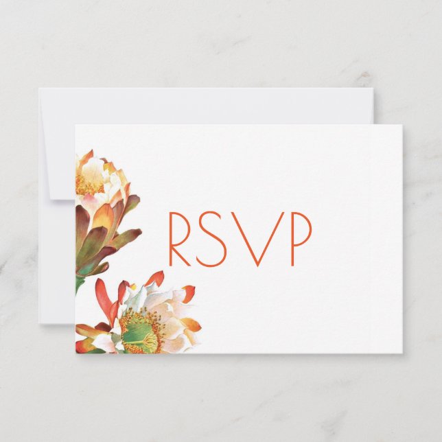 Desert Cactus Flower Wedding RSVP Card (Front)