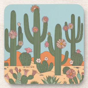 Desert Cactus Flowers Coaster Set MCM