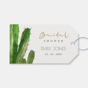 DESERT CACTUS FOLIAGE WATERCOLOR BRIDAL SHOWER GIFT TAGS