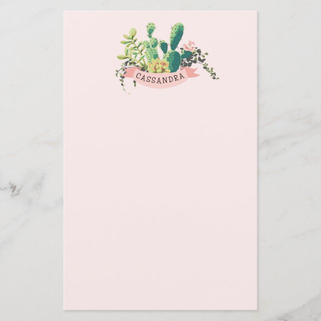 Desert Cactus Garden | Personalised  Stationery (Front)