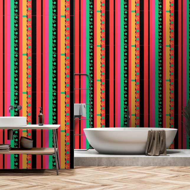 Desert Cactus Geo Vertical  Wallpaper (Bathroom)