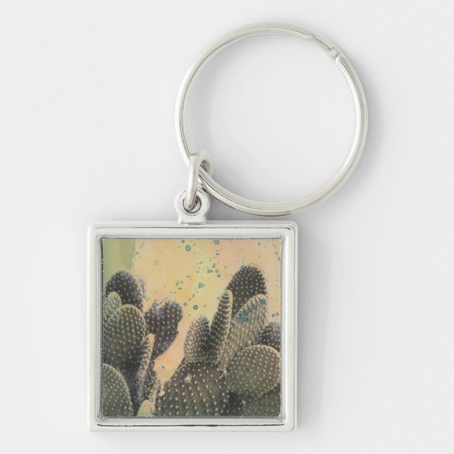 Desert Cactus | Green Splatter Key Ring (Front)