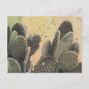 Desert Cactus Green Splatter Postcard
