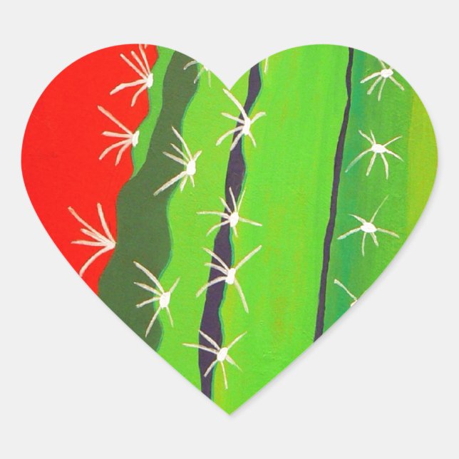 Desert Cactus Heart Sticker (Front)