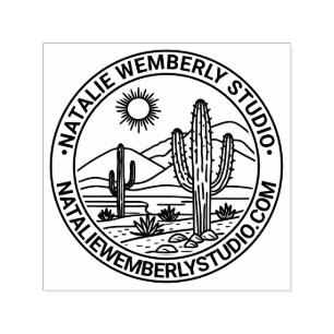 Desert Cactus Landscape #1 Logo Name Website Self-inking Stamp
