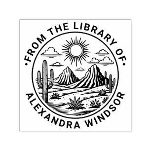 Desert Cactus Landscape #2 Library Book Name Self-inking Stamp