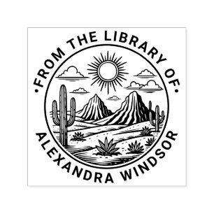 Desert Cactus Landscape #2 Library Book Name Self-inking Stamp