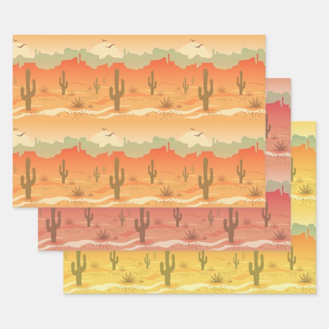 Desert Cactus Landscape Wrapping Paper Sets (Set)
