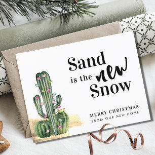 Desert Cactus Merry Christmas New Address Announcement Postcard