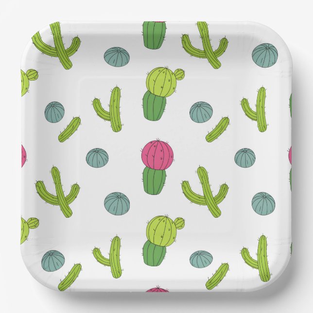 Desert Cactus Pattern Paper Plate (Front)
