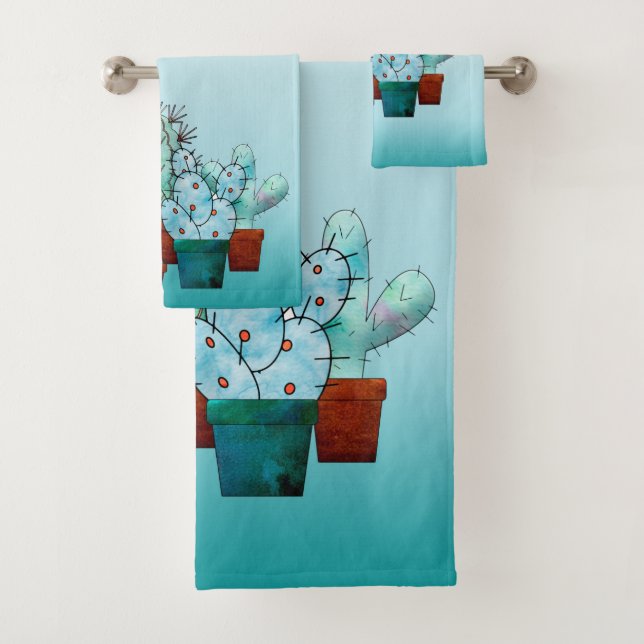 Desert Cactus Plants Bath Towel Set (Insitu)