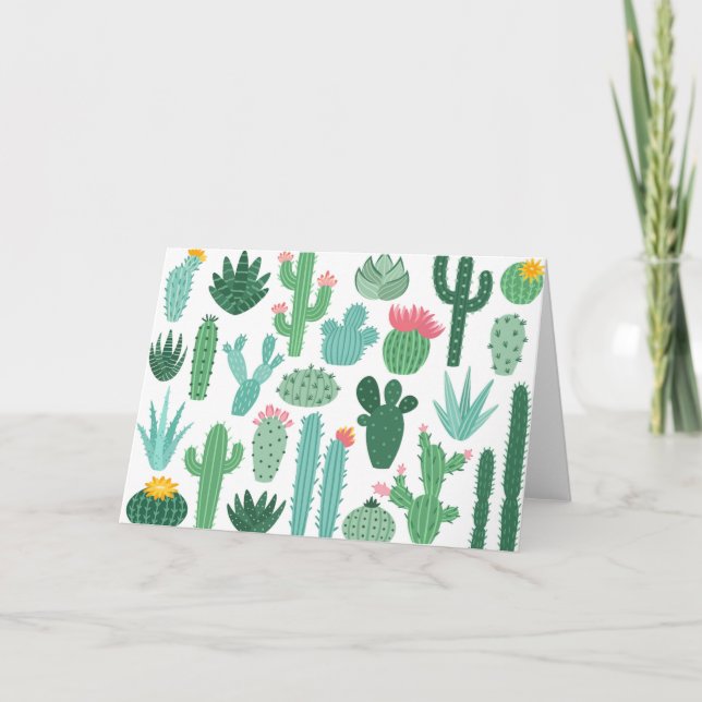 Desert Cactus Pretty Thank You Card (Front)