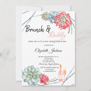 Desert Cactus Red Brunch & Bubbly Bridal Invitation