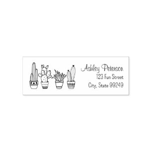 Desert Cactus Return Address Self Inking Stamp