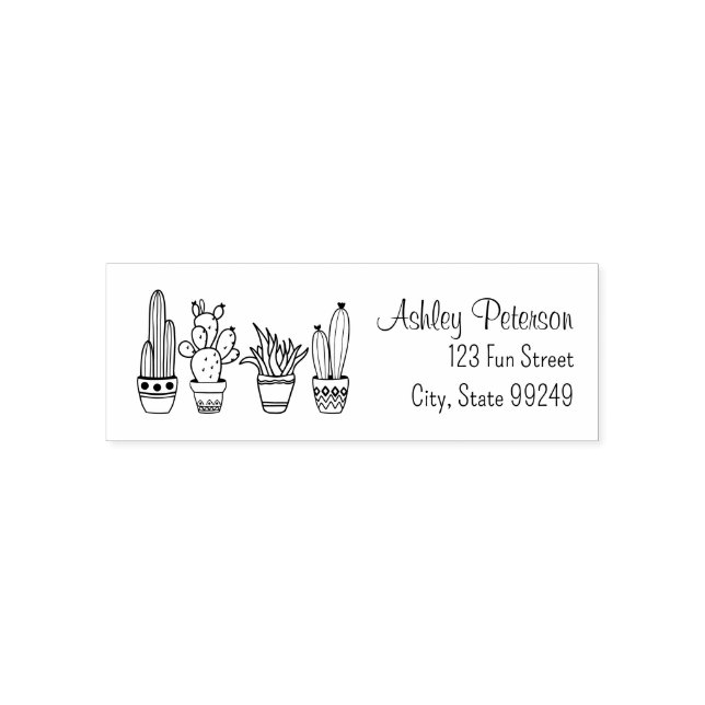 Desert Cactus Return Address Self Inking Stamp (Design)