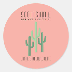 Desert Cactus Scottsdale Bachelorette Button Classic Round Sticker