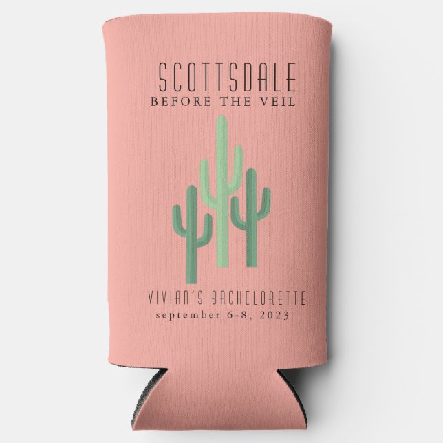 Desert Cactus Scottsdale Bachelorette Can Cooler (Front)