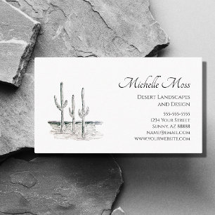 Desert Cactus Southwest Black White Business Card