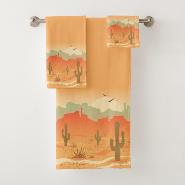 Desert Cactus Southwest Design Towel Set (Insitu)