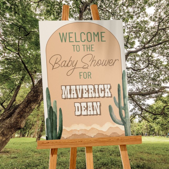 Desert Cactus Southwestern Baby Shower Welcome Poster (Creator Uploaded)