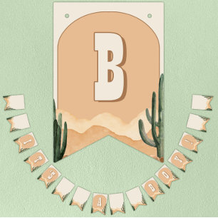 Desert Cactus Southwestern It's a Boy Baby Shower Bunting