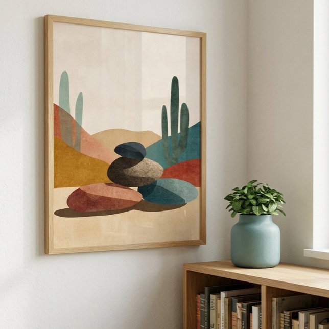 Desert Cactus Stone Wall Art for Living Room Decor (Creator Uploaded)