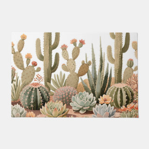 Desert Cactus Succulent Garden Watercolor Doormat