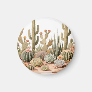 Desert Cactus Succulent Garden Watercolor Magnet