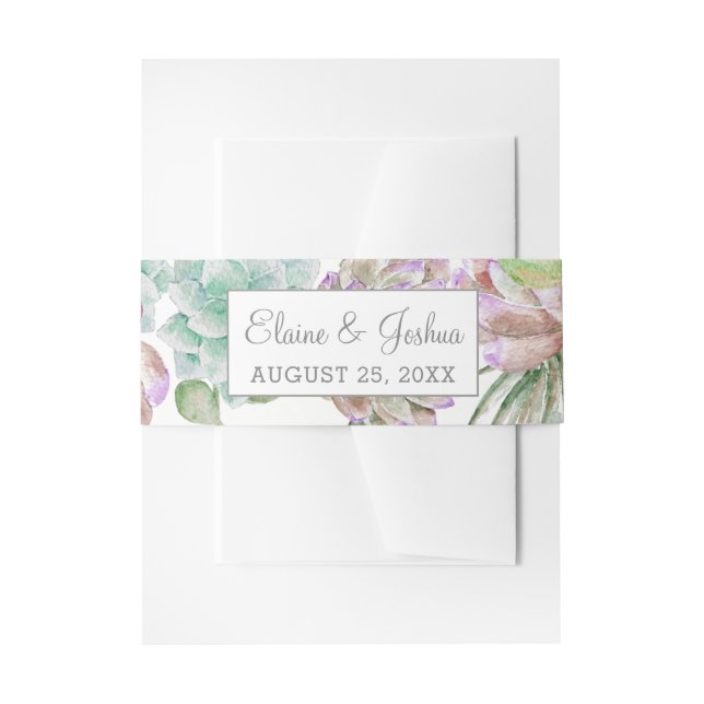Desert Cactus Succulent invitation belly band (Front Example)
