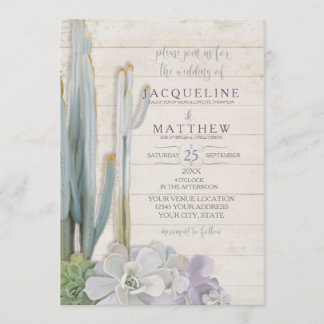 Desert Cactus Succulent Modern Typography Script Invitation