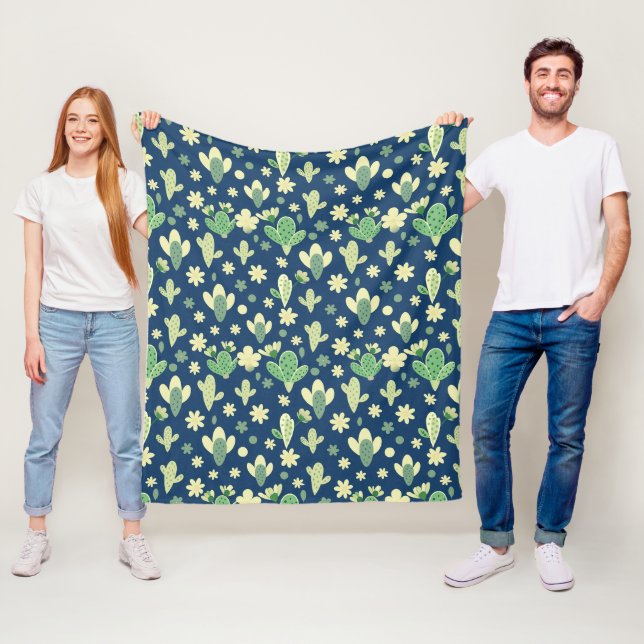 Desert Cactus & Succulent Pattern Fleece Blanket (In Situ)
