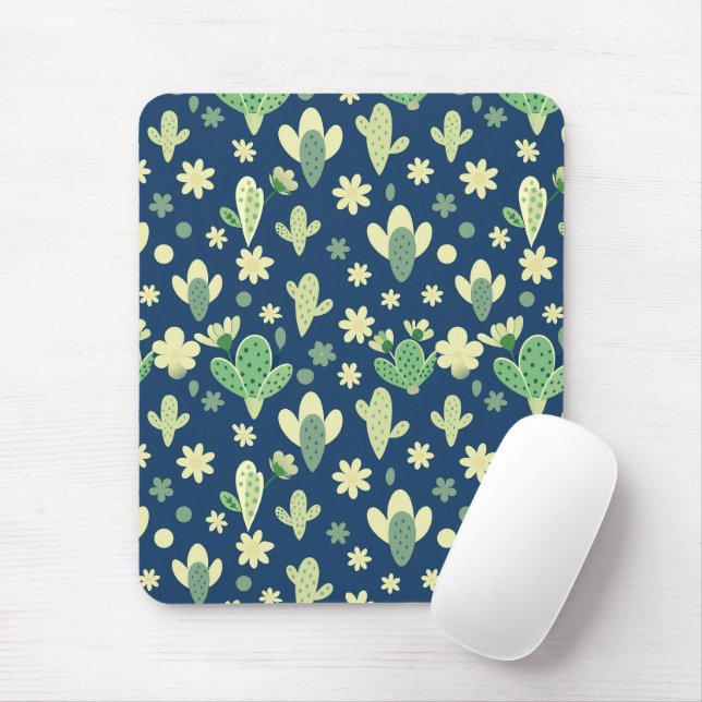 Desert Cactus & Succulent Pattern Mouse Pad (With Mouse)