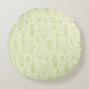 Desert Cactus & Succulents Design Round Cushion