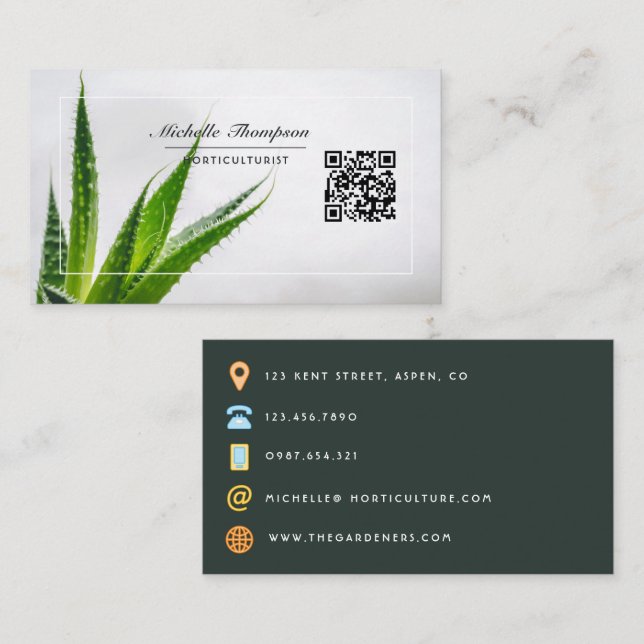 Desert Cactus Succulents QR Code Business Card (Front/Back)