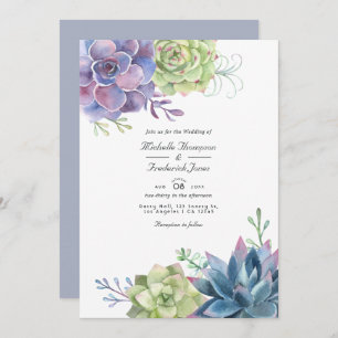 Desert Cactus Succulents QR Code RSVP Wedding Invitation