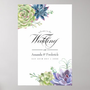 Desert Cactus Succulents Wedding Welcome Poster