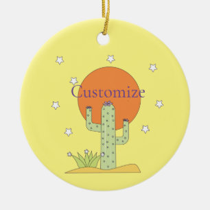 Desert Cactus Sun Thunder_Cove  Ceramic Ornament