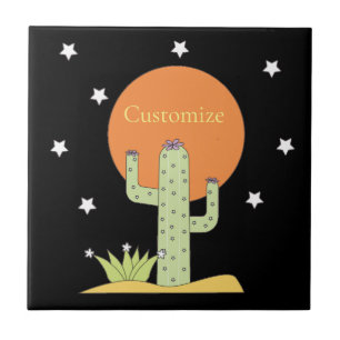 Desert Cactus Sun Thunder_Cove  Ceramic Tile