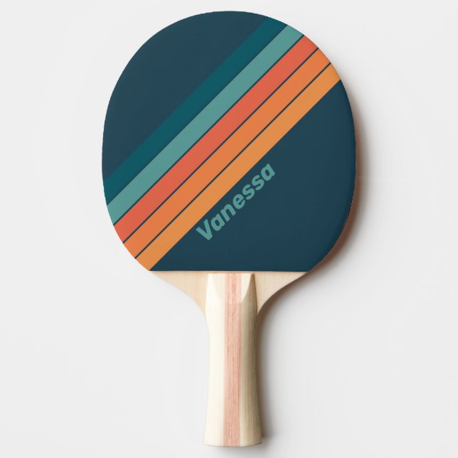 Desert Cactus Sunrise Striped with Name Ping Pong Paddle (Front)
