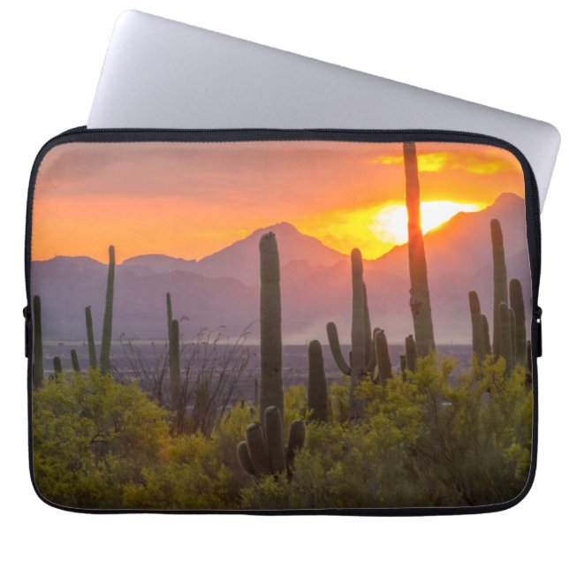 Desert cactus sunset, Arizona Laptop Sleeve (Front)