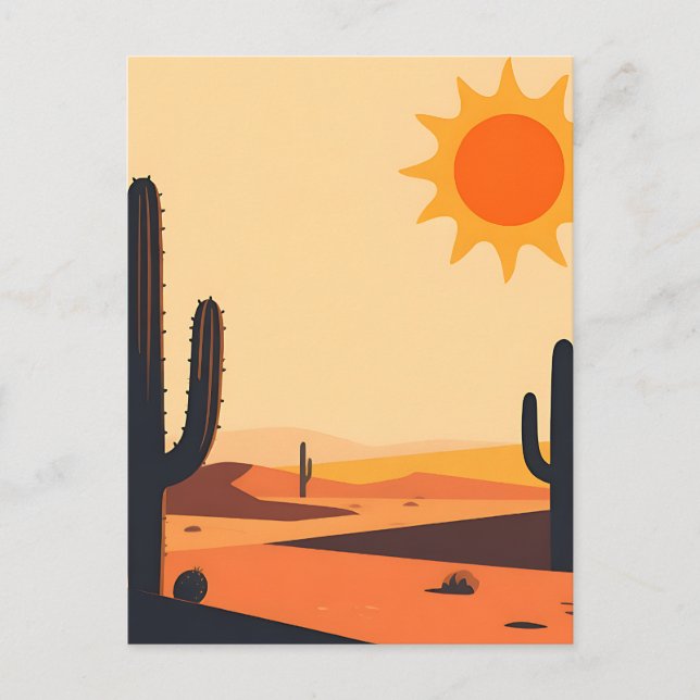 Desert Cactus Sunset Silhouette  Postcard (Front)