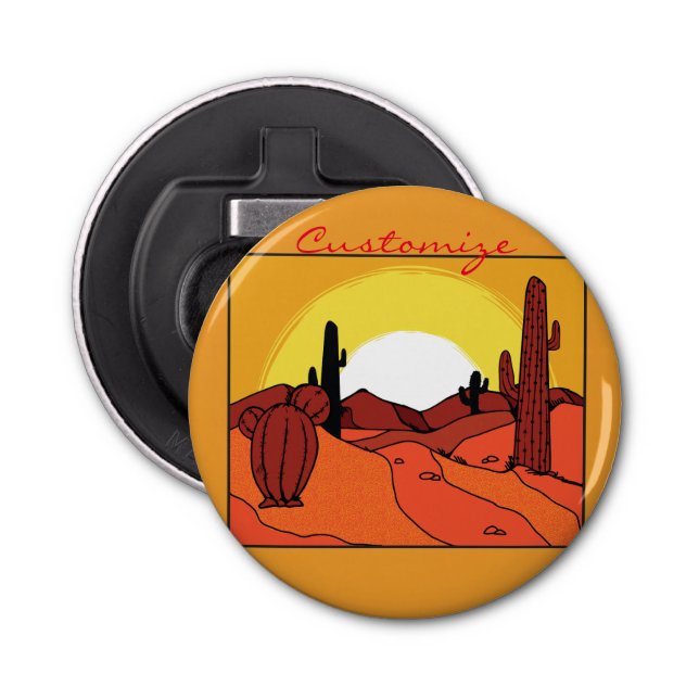 Desert Cactus Sunset Thunder_Cove Bottle Opener (Front)