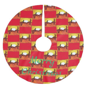 Desert Cactus Sunset Thunder_Cove Brushed Polyester Tree Skirt