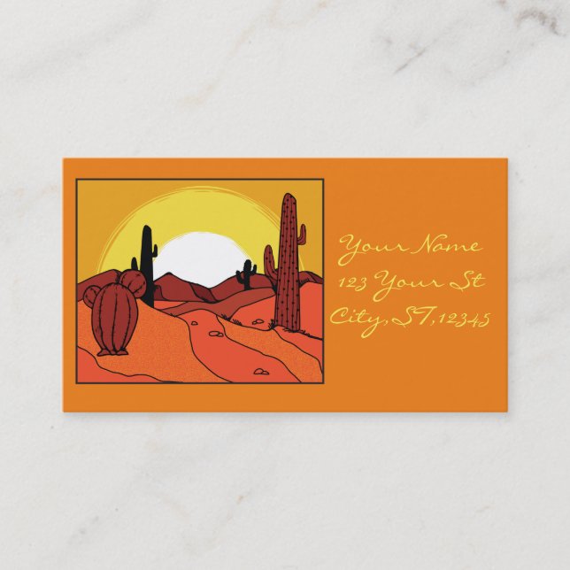 Desert Cactus Sunset Thunder_Cove Business Card (Front)