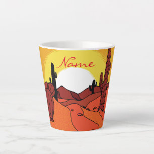 Desert Cactus Sunset Thunder_Cove Latte Mug