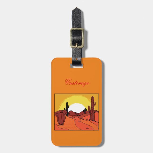 Desert Cactus Sunset Thunder_Cove Luggage Tag (Front Vertical)