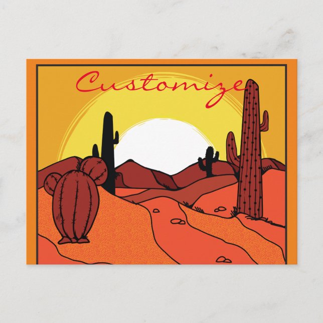Desert Cactus Sunset Thunder_Cove Postcard (Front)